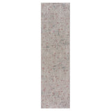 8' Gray Ivory Slate Blue And Wine Red Geometric Distressed Runner Rug