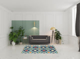 5' X 8' Blue And Ivory Handmade Indoor Outdoor Area Rug