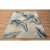 5' X 7' Blue And Beige Indoor Outdoor Area Rug