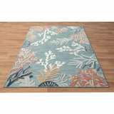 5' X 7' Blue And White Indoor Outdoor Area Rug