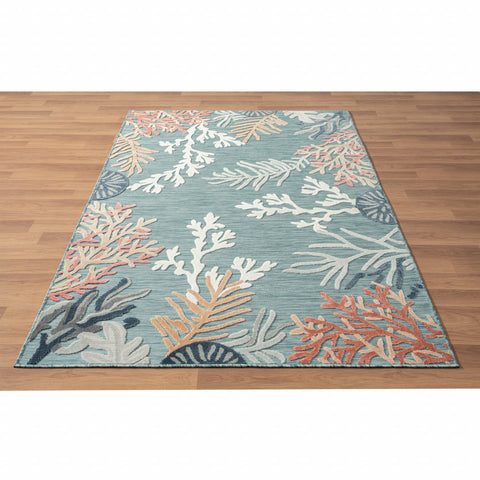 5' X 7' Blue And White Indoor Outdoor Area Rug