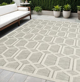 5' X 7' Gray And Ivory Geometric Stain Resistant Indoor Outdoor Area Rug