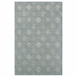 5' X 7' Light Blue And Navy Geometric Stain Resistant Area Rug