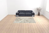 7' X 9' Beige Cream And Brown Damask Stain Resistant Area Rug