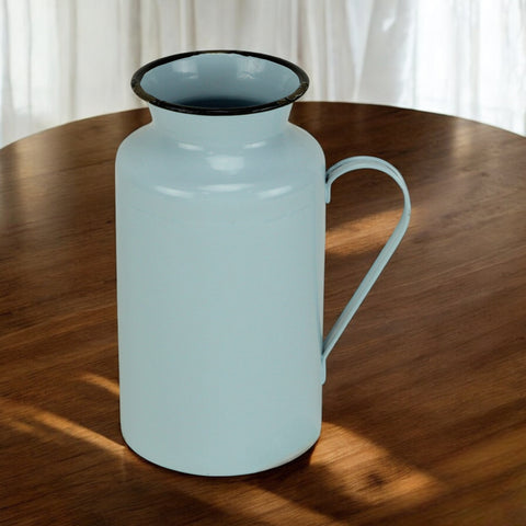 10" Blue and Black Metal Jug Vase