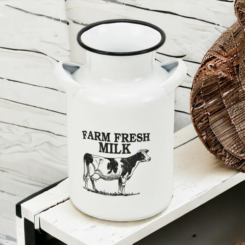 8" Black And White Metal Jug Vase