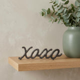 3" Black Cast Iron Hand Painted XOXO Sentiment Tabletop Sculpture