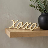 3" Gold Cast Iron Hand Painted XOXO Sentiment Tabletop Sculpture