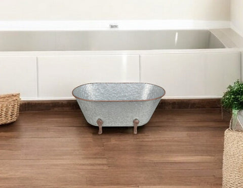 11" Gray Galvanized Metal Hand Painted Tabletop Sculpture