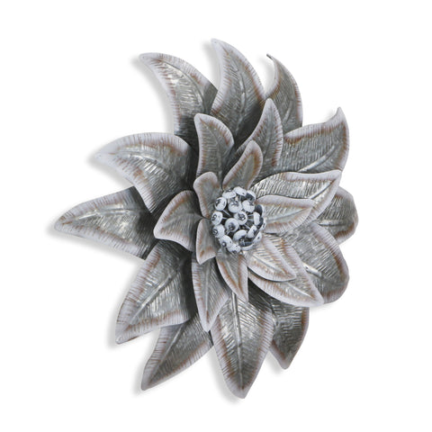 27" X 27" Gray and Off White Galvanized Metal Flower Hanging Dimensional Sculpture
