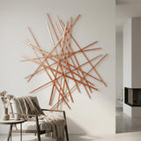 35" X 34" Rose Gold Metal Abstract Lines Hanging Dimensional Sculpture