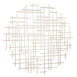 37" X 38" Silver Metal Abstract Lines Round Hanging Dimensional Sculpture