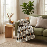 Gray Knitted Sherpa Geometric Reversable Throw
