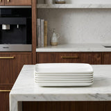 White Six Piece Rectangle Porcelain Service For Six Dinner Plate Set