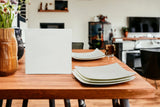 White Six Piece Square Bone China Service For Six Dinner Plate Set