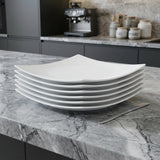 White Six Piece Square Bone China Service For Six Bread and Butter Set