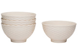 White Four Piece Weave Stoneware Service For Four Bowl Set