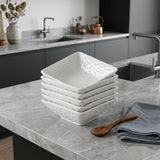 White Six Piece Pebbled Porcelain Service For Six Bowl Set