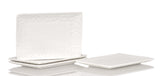 White Six Piece Rectangle Pebbled Porcelain Service For Six Salad Plate Set