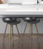 Set of Two 24" Black And Bronze Steel Backless Counter Height Bar Chairs