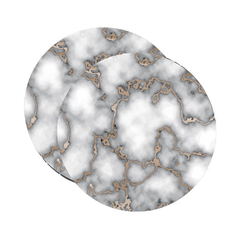 15" Set of Two Gold And Gray Abstract Round Placemats