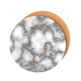 Set of Two Gray and Gold Abstract Cork Round Indoor Outdoor Placemats