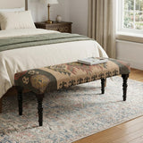 47" Shades of Brown Black Leg Southwest Upholstered Bench