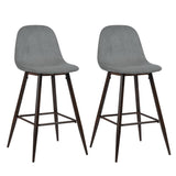 Set of Two 26" Gray And Gold Steel Counter Height Bar Chairs