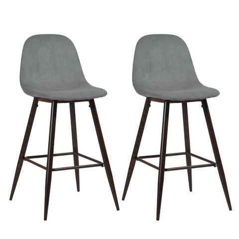 Set of Two 26" Gray And Gold Steel Counter Height Bar Chairs