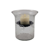 4" Clear Glass Tabletop Hurricane Candle Holder With Candle