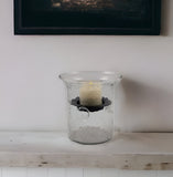 4" Clear Glass Tabletop Hurricane Candle Holder With Candle