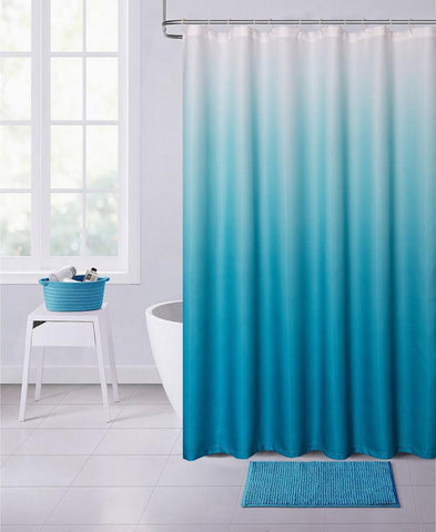 8' X 10' Sky Blue And Navy Blue Abstract Washable Indoor Outdoor Area Rug