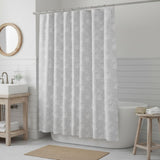 72" Off White And Silver Embroidered Floral Shower Curtain
