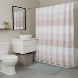 72" White And Pink Striped Shower Curtain