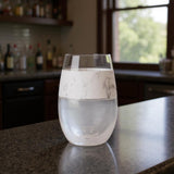 Clear White And Black Tritan Plastic Convex Curve Shape Stemless All Purpose Wine Glass