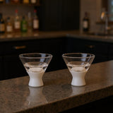 Set of Two Clear Crystal Glass Conical Shape Stemless Martini Glass