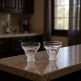 Set of Two Clear Crystal Glass Unique Shape Stemless Margarita Glass