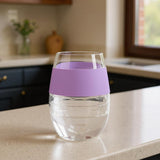 Clear And Lavender Tritan Plastic Convex Curve Shape Stemless All Purpose Wine Glass