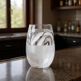 Clear White And Black Tritan Plastic Convex Curve Shape Stemless All Purpose Wine Glass