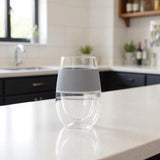 Clear And Gray Tritan Plastic Convex Curve Shape Stemless All Purpose Wine Glass