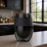 Black Tritan Plastic Convex Curve Shape Stemless All Purpose Wine Glass