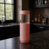 Clear And Blush Stainless Steel Straight Shape Stemless Drinking Glass
