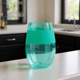 Green Tritan Plastic Convex Curve Shape Stemless All Purpose Wine Glass