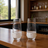 Set of Two Clear And White Plastic Angular Shape Stemless White Wine Glass