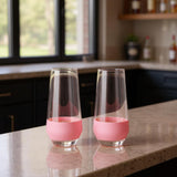 Set of Two Blush Plastic Angular Shape Stemless White Wine Glass