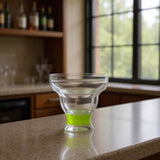 Clear And Green Tritan Plastic Unique Shape Stemless Margarita Glass