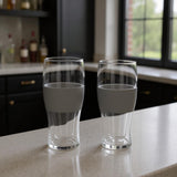 Set of Two Clear And Gray Tritan Plastic Unique Shape Stemless Pint Glass