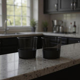Set of Two Black Tritan Plastic Straight Shape Stemless Whiskey Glass