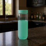 Clear And Green Stainless Steel Straight Shape Stemless Drinking Glass
