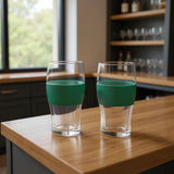 Set of Two Clear And Green Tritan Plastic Unique Shape Stemless Pint Glass